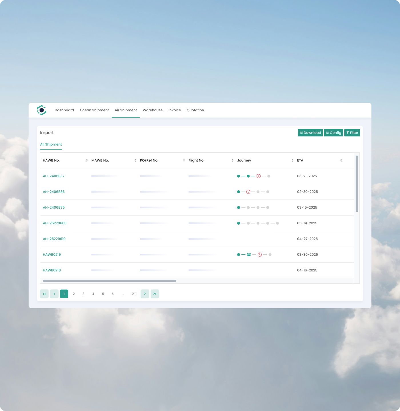 Customer portal dashboard