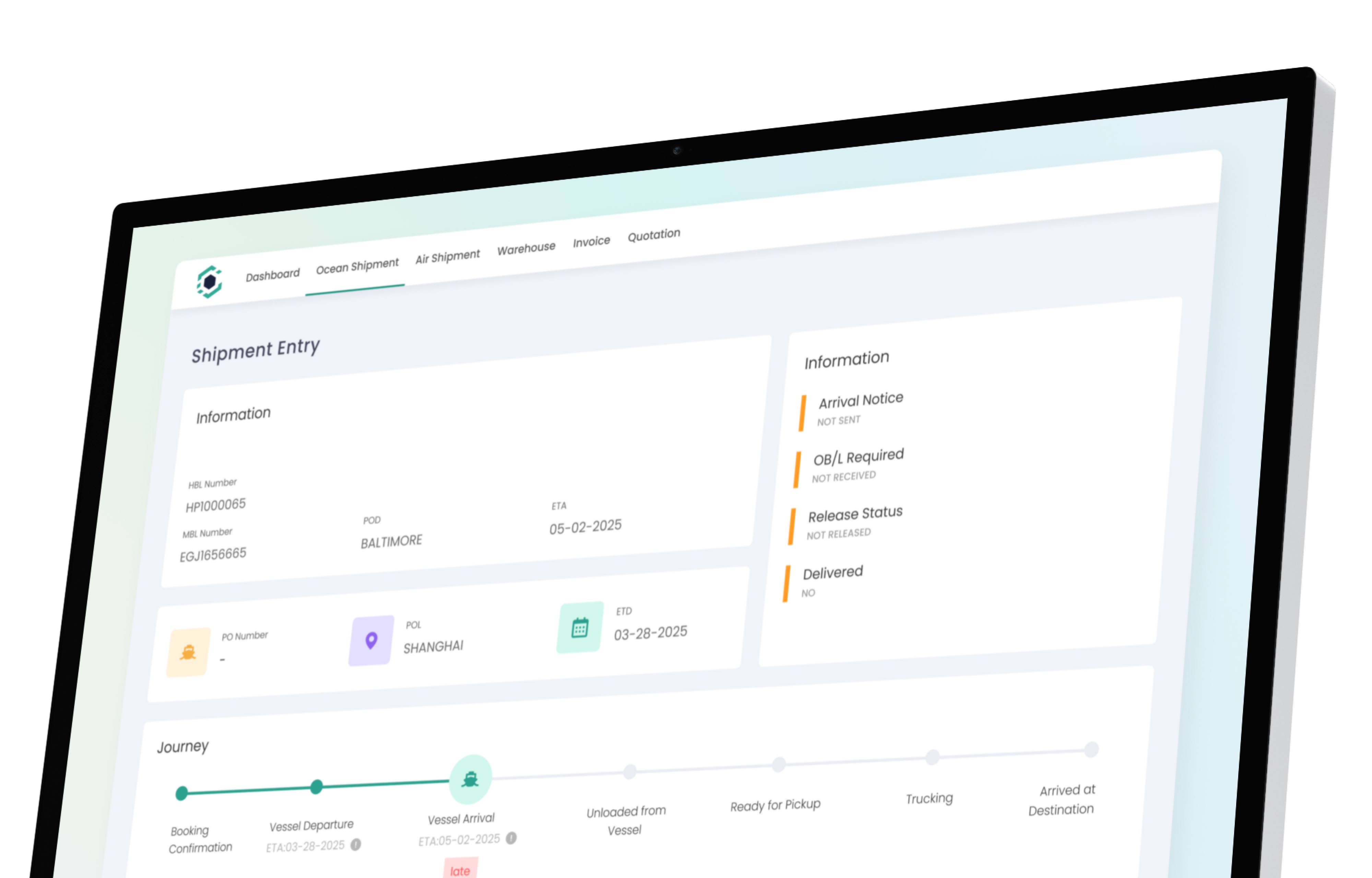 A screenshot of the GoFreight platform showing shipment entry details.