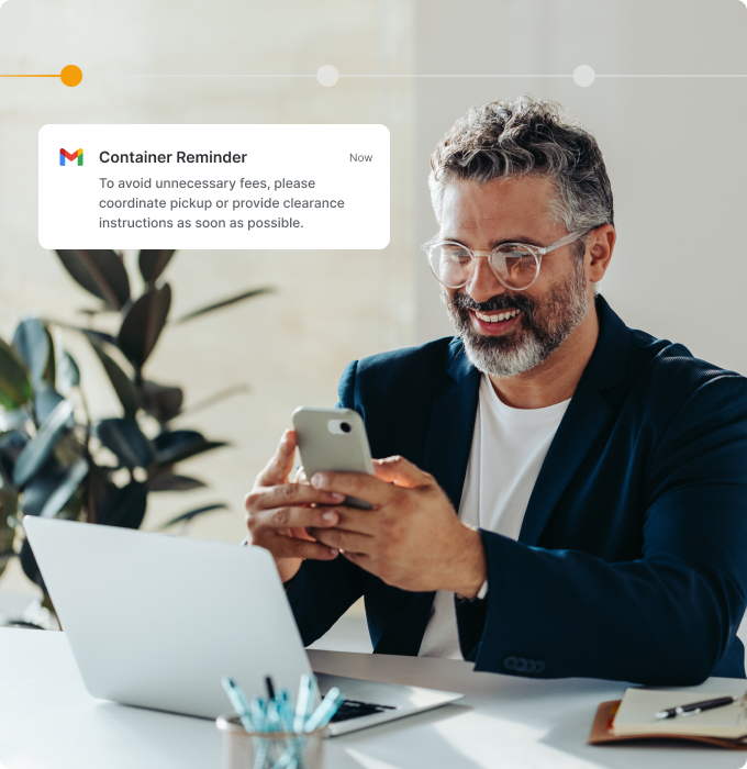A man on a video call discussing container reminders.