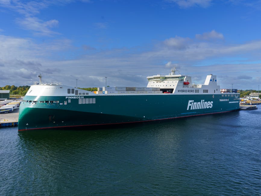 Hybrid RoRo vessel "Finneco III" docked at port under clear skies